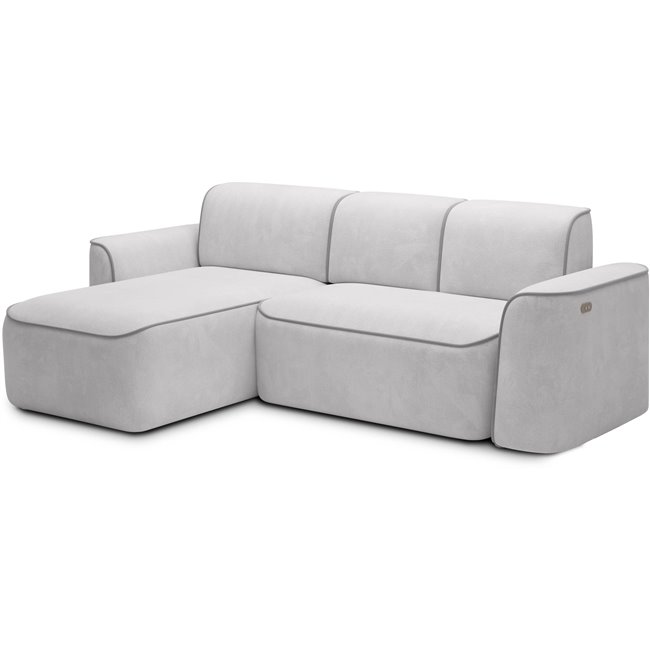 Corner sofa Elume L, sleeping function, Amore 03, Paros 05, bouclé, grey, H88x190x287cm