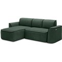 Corner sofa Elume L, sleeping function, Amore 35, Velvetmat 10, bouclé, green, H88x190x287cm