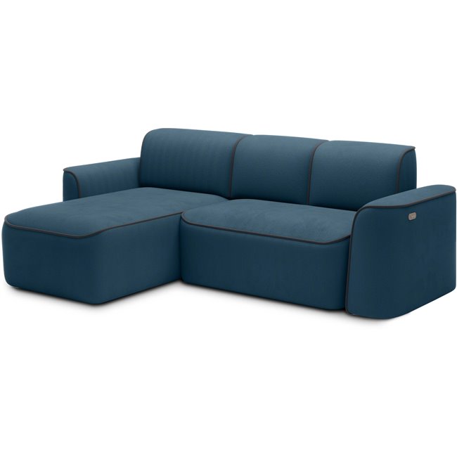 Corner sofa Elume L, sleeping function, Amore 40, Velvetmat 6, bouclé, blue, H88x190x287cm