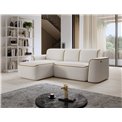 Corner sofa Elume L, sleeping function, Royal 01, Riviera 41, bouclé, white, H88x190x287cm
