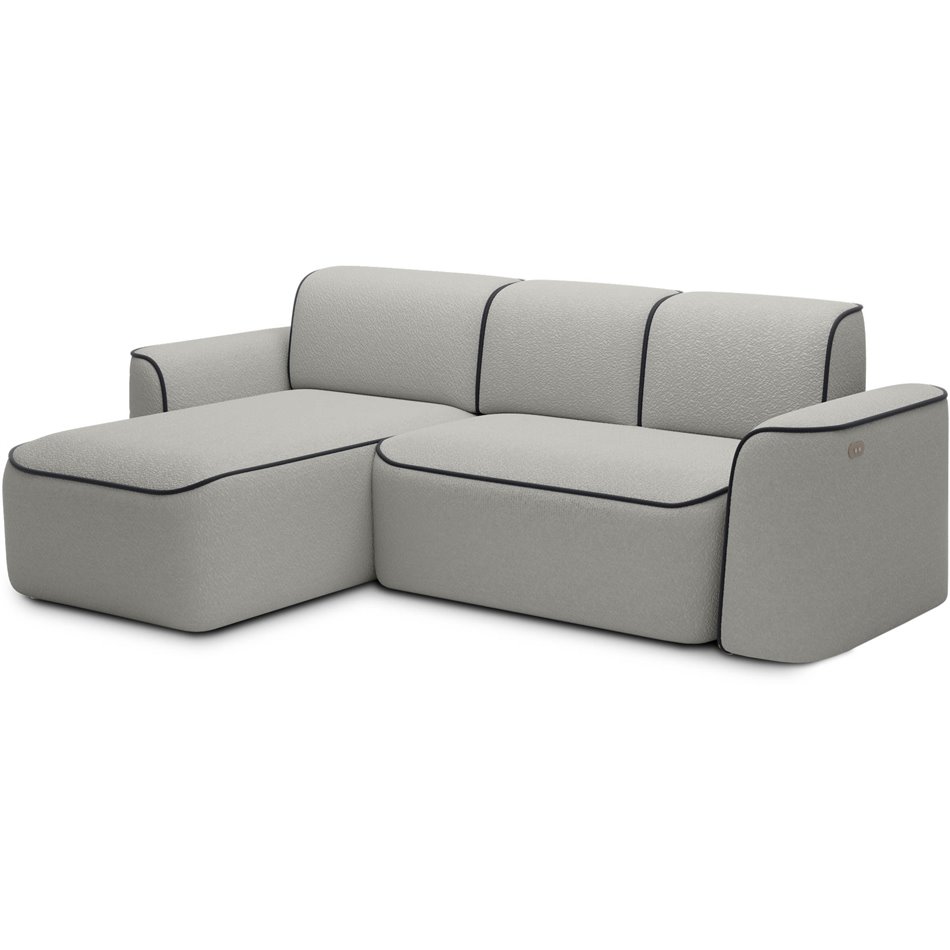 Corner sofa Elume L, sleeping function, Royal 04, Velvetmat 6, bouclé, grey, H88x190x287cm