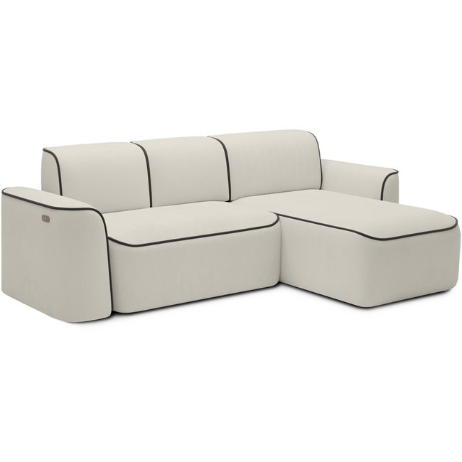 Corner sofa Elume R, sleeping function, Amore 01, Velvetmat 22, bouclé, beige, H88x190x287cm