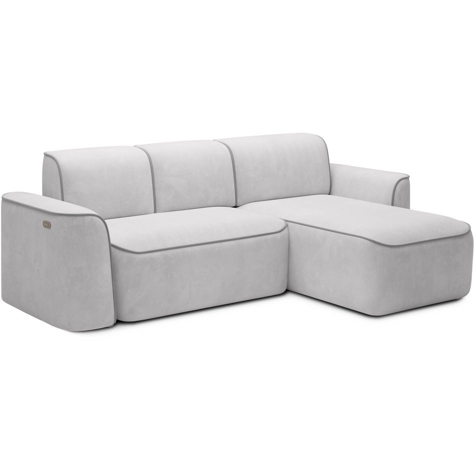 Corner sofa Elume R, sleeping function, Amore 03, Paros 05, bouclé, grey, H88x190x287cm