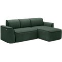 Corner sofa Elume R, sleeping function, Amore 35, Velvetmat 10, bouclé, green, H88x190x287cm