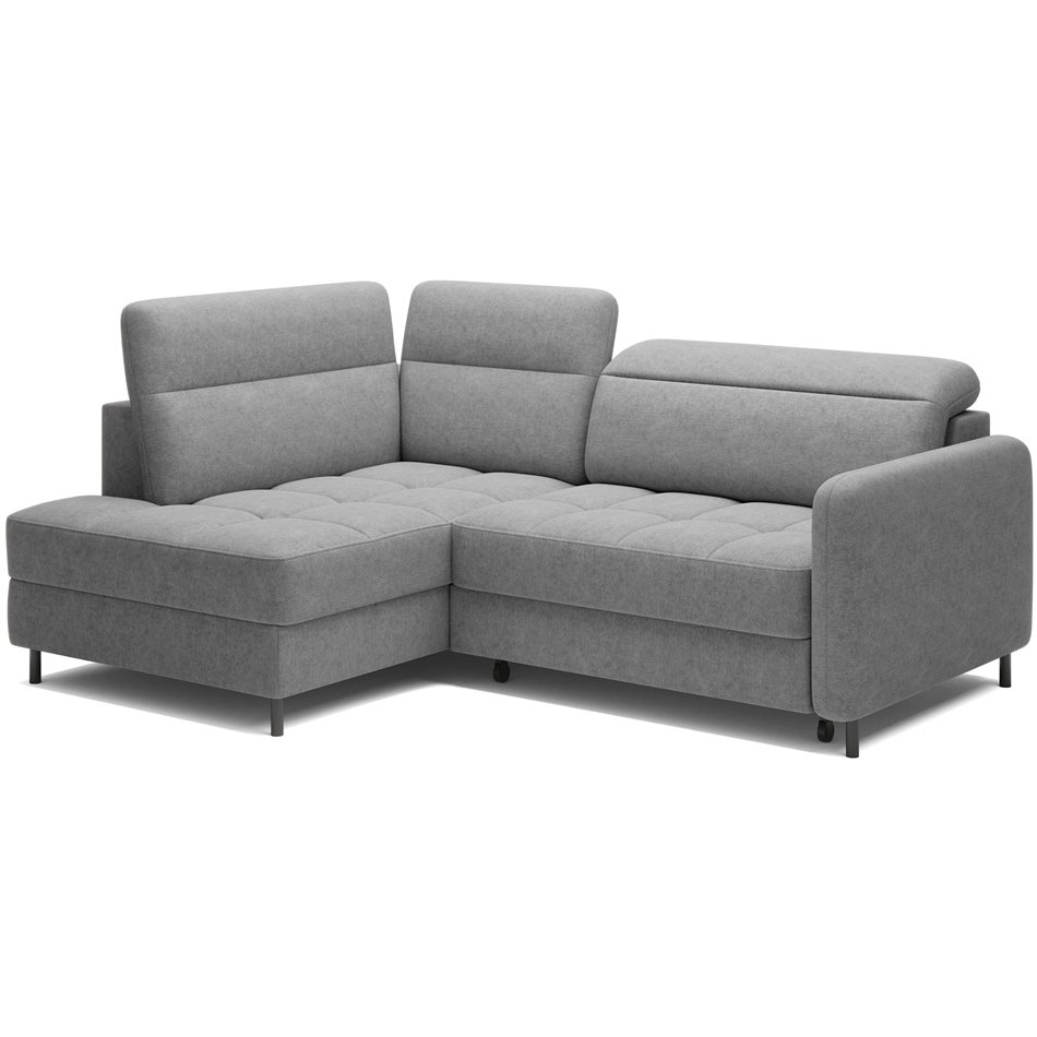 Corner sofa Elbare L, sleeping function, Raquel 04, grey, H100x160x208cm
