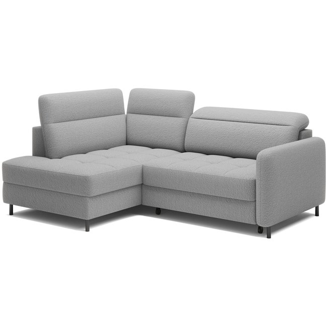 Corner sofa Elbare L, sleeping function, Royal 04, bouclé, grey, H100x160x208cm