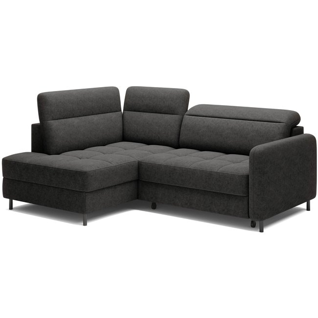 Corner sofa Elbare L, sleeping function, Raquel 05, dark grey, H100x160x208cm