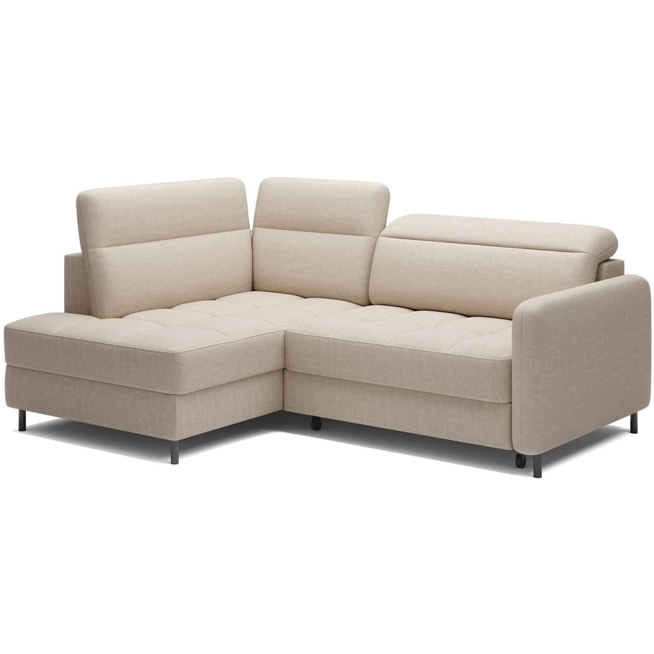Corner sofa Elbare L, sleeping function, Raquel 18, beige, H100x160x208cm