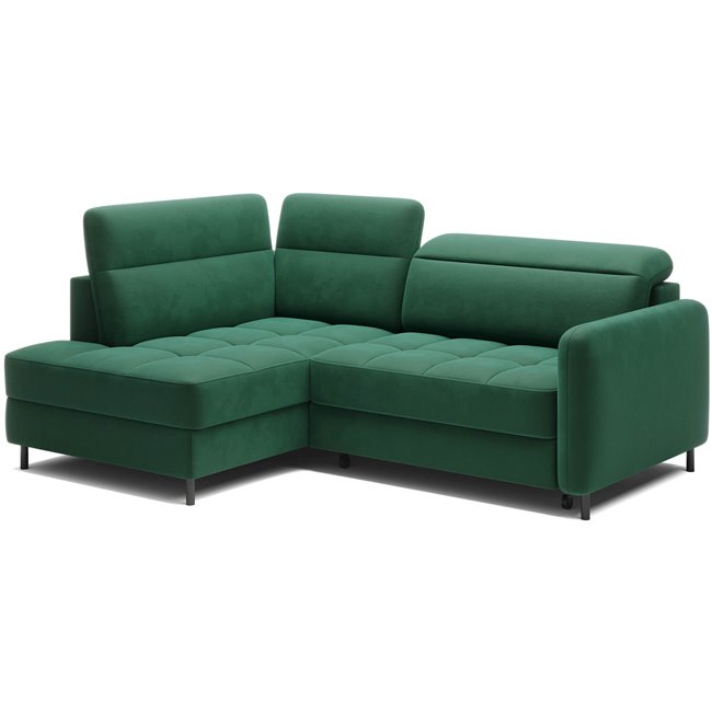 Corner sofa Elbare L, sleeping function, Lukso 35, velvet, dark green, H100x160x208cm