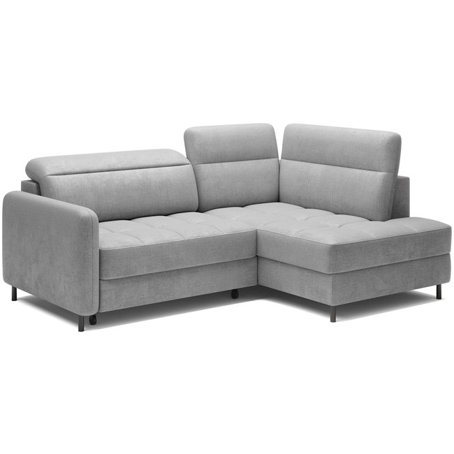 Corner sofa Elbare R, sleeping function, Nube 3, velvet, grey, H100x160x208cm