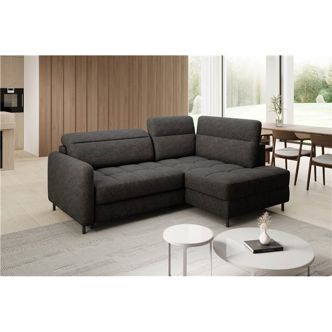 Corner sofa Elbare R, sleeping function, Raquel 05, dark grey, H100x160x208cm