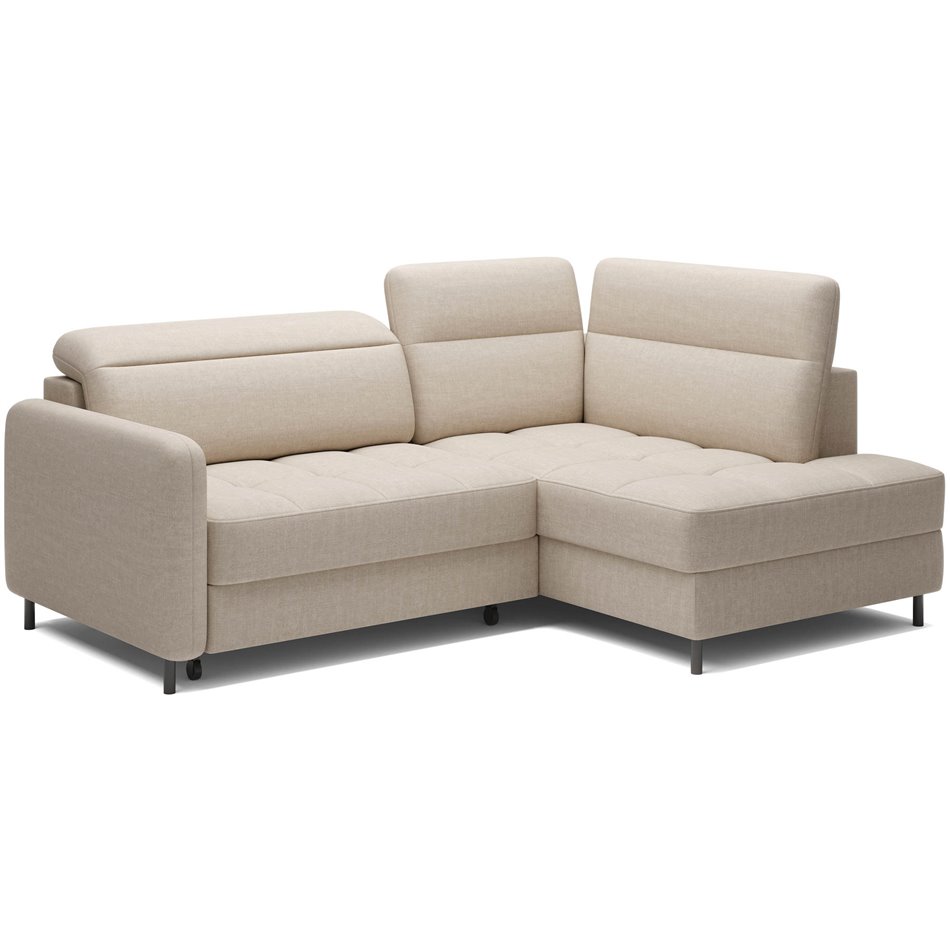 Corner sofa Elbare R, sleeping function, Raquel 18, beige, H100x160x208cm
