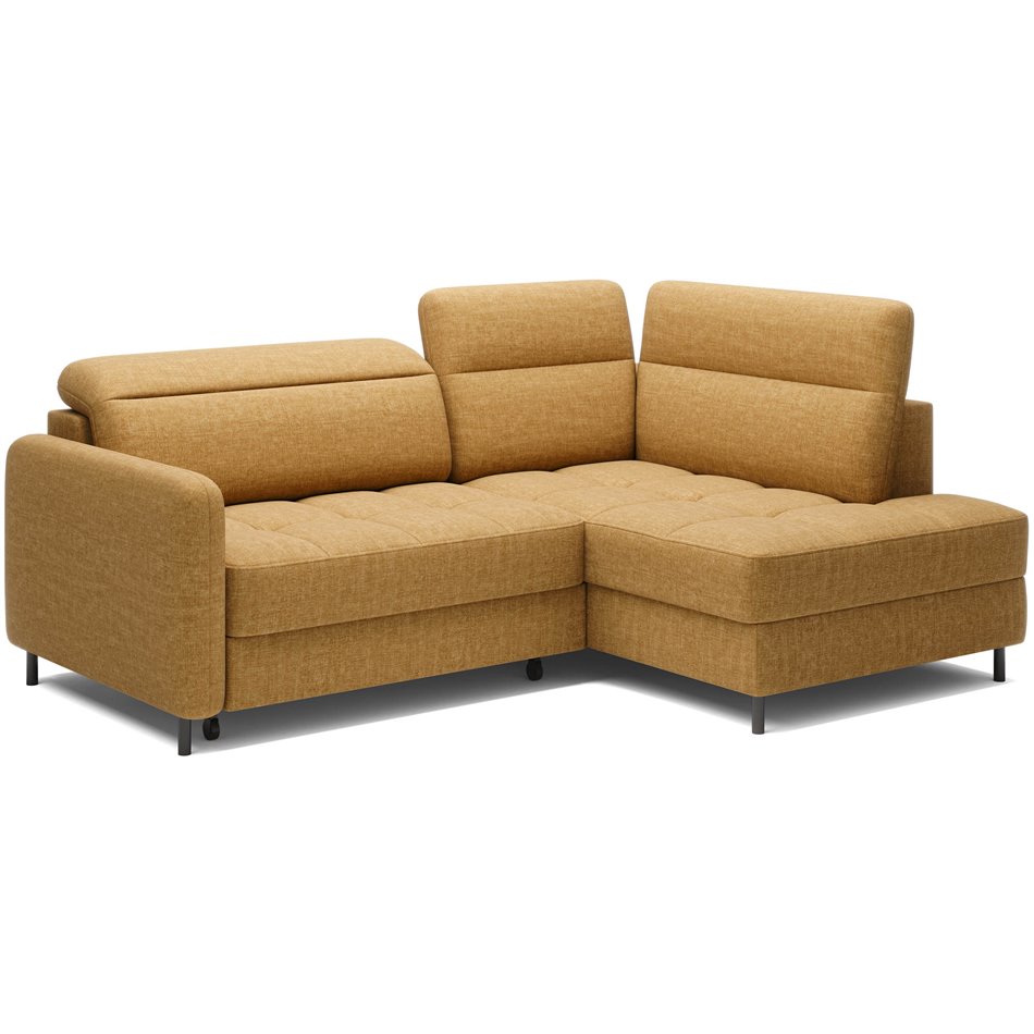 Corner sofa Elbare R, sleeping function, Manhattan 45, velvet, yellow, H100x160x208cm