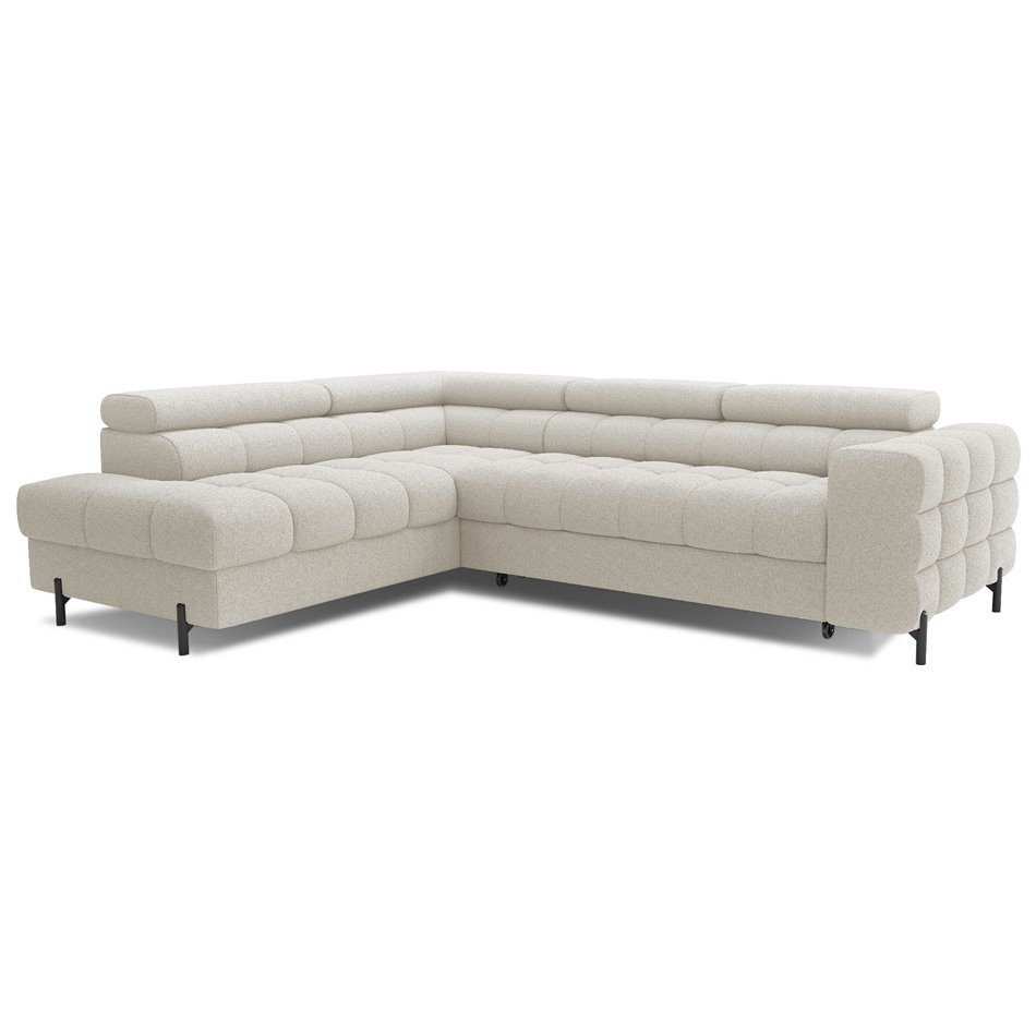 Corner sofa Elferucce L, sleeping function, Royal 18, bouclé, beige, H93x200x276cm
