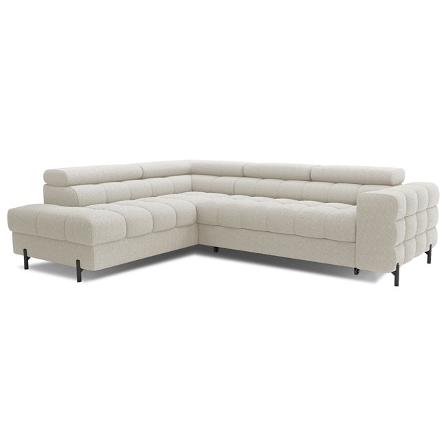 Corner sofa Elferucce L, sleeping function, Royal 18, bouclé, beige, H93x200x276cm