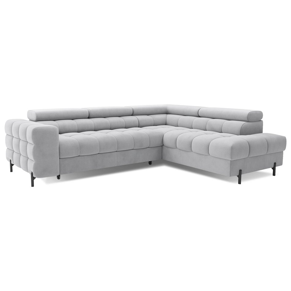 Corner sofa Elferucce R, sleeping function, Paros 05, grey, H93x200x276cm