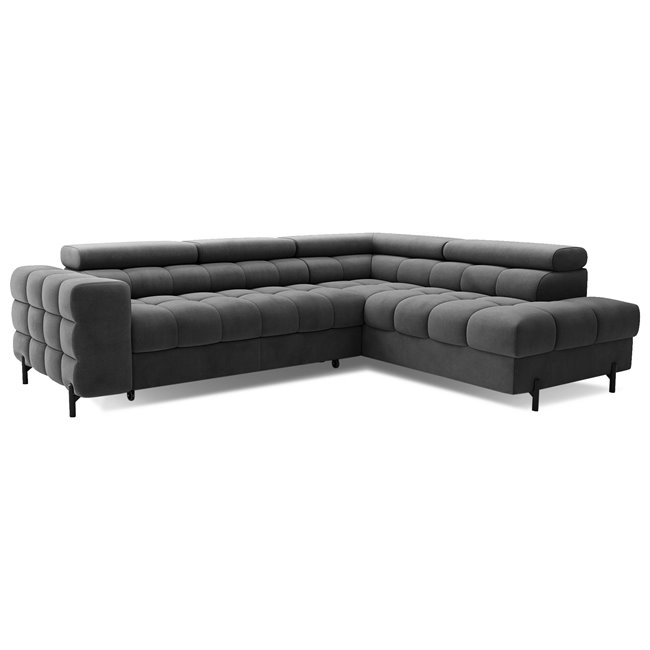 Corner sofa Elferucce R, sleeping function, Paros 06, dark grey, H93x200x276cm