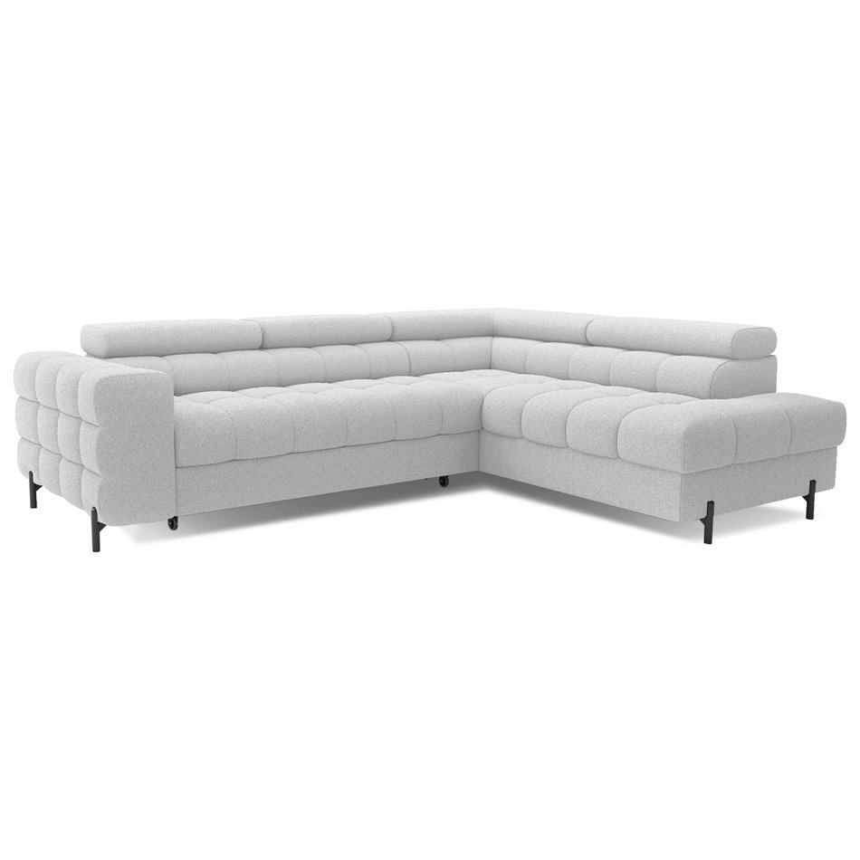 Corner sofa Elferucce R, sleeping function, Royal 03, bouclé, grey, H93x200x276cm
