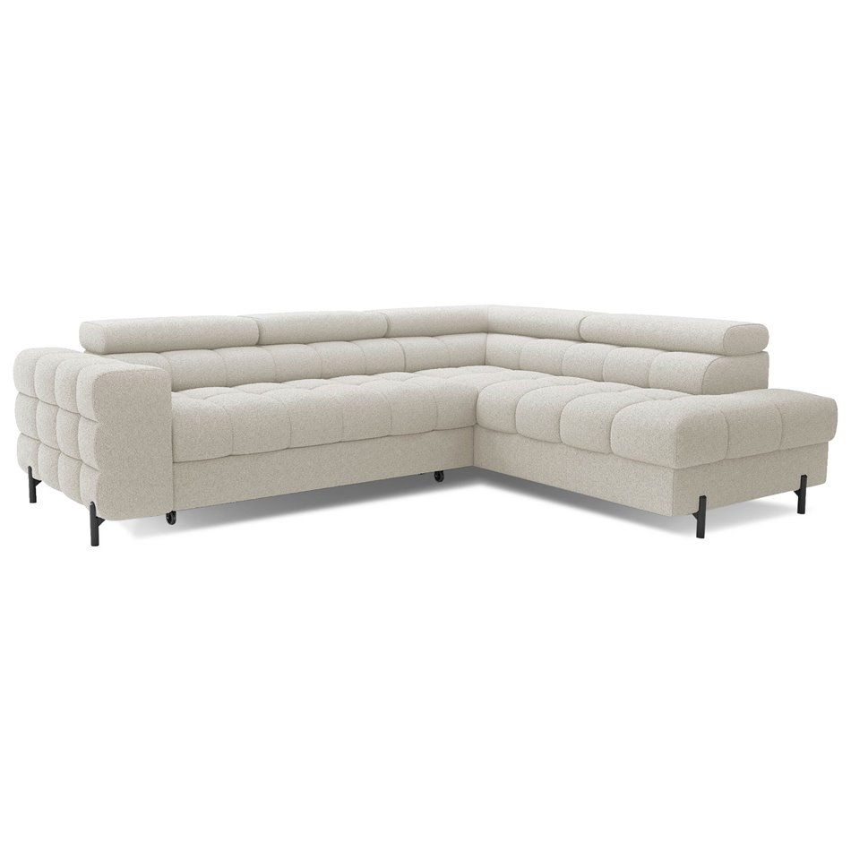 Corner sofa Elferucce R, sleeping function, Royal 18, bouclé, beige, H93x200x276cm