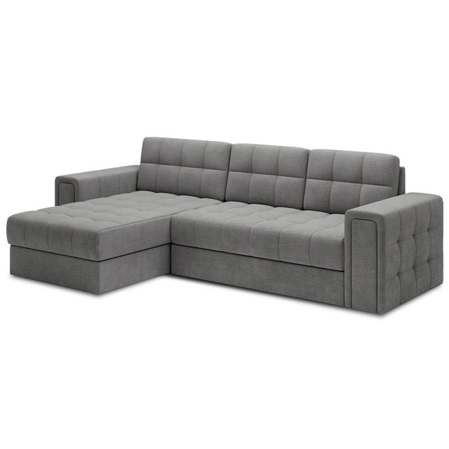 Corner sofa Elveni L/R Reversible, sleeping function, Monolith 85, velvet, grey, H82x150x260cm