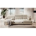 U shape sofa Elberto L, sleeping function, Manhattan 18, velvet, beige, H100x165x306cm