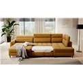 U shape sofa Elberto L, sleeping function, Manhattan 45, velvet, yellow, H100x165x306cm