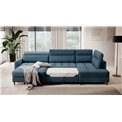 U shape sofa Elberto L, sleeping function, Toscany 40, velvet, blue, H100x165x306cm