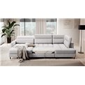 U shape sofa Elberto L, sleeping function, Aubron 03, wavy velvet, grey, H100x165x306cm