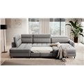 U shape sofa Elberto R, sleeping function, Manhattan 03, velvet, grey, H100x165x306cm