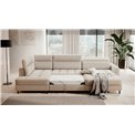 U shape sofa Elberto R, sleeping function, Raquel 18, beige, H100x165x306cm