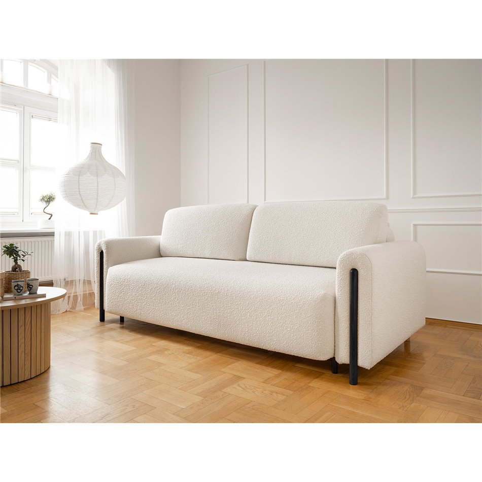 Sofa bed Elcadova Black, sleeping function, Jaffray 01, white, H97x97x244cm