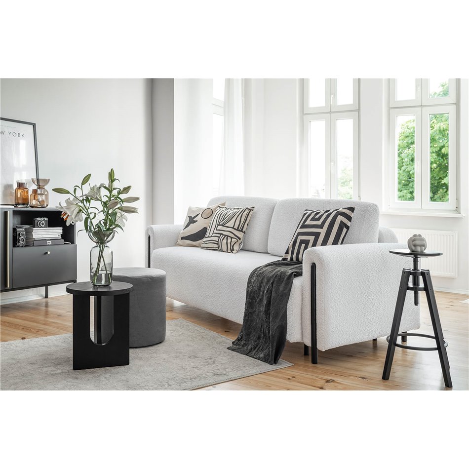 Sofa bed Elcadova Black, sleeping function, Royal 03, bouclé, grey, H97x97x244cm