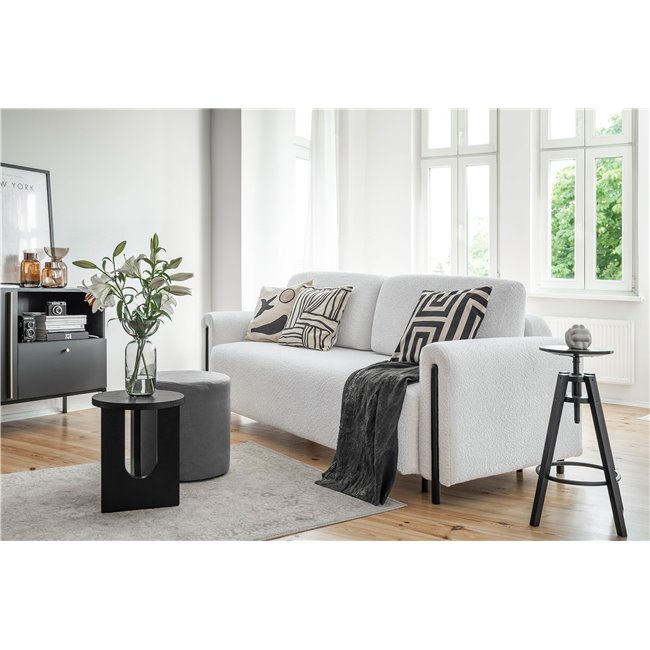 Sofa bed Elcadova Black, sleeping function, Royal 03, bouclé, grey, H97x97x244cm