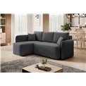Corner sofa Elhandson L, sleeping function, Sola 6, dark grey, H89x150x206cm