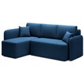 Corner sofa Elhandson L, sleeping function, Lukso 40, velvet, blue, H89x150x206cm