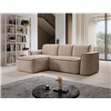 Corner sofa Elume L, sleeping function, Amore 18, Velvetmat 22, bouclé, cream, H88x190x287cm