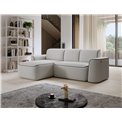 Corner sofa Elume L, sleeping function, Royal 03, Velvetmat 4, bouclé, grey, H88x190x287cm
