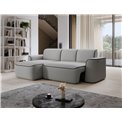 Corner sofa Elume L, sleeping function, Royal 04, Velvetmat 6, bouclé, grey, H88x190x287cm