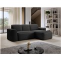 Corner sofa Elume L, sleeping function, Royal 05, Velvetmat 4, bouclé, dark grey, H88x190x287cm
