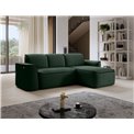 Corner sofa Elume R, sleeping function, Amore 35, Velvetmat 10, bouclé, green, H88x190x287cm