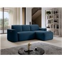 Corner sofa Elume R, sleeping function, Amore 40, Velvetmat 6, bouclé, blue, H88x190x287cm