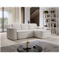 Corner sofa Elume R, sleeping function, Royal 01, Paros 02, bouclé, white, H88x190x287cm