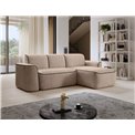 Corner sofa Elume R, sleeping function, Royal 18, Velvetmat 22, bouclé, beige, H88x190x287cm