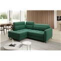 Corner sofa Elbare L, sleeping function, Lukso 35, velvet, dark green, H100x160x208cm