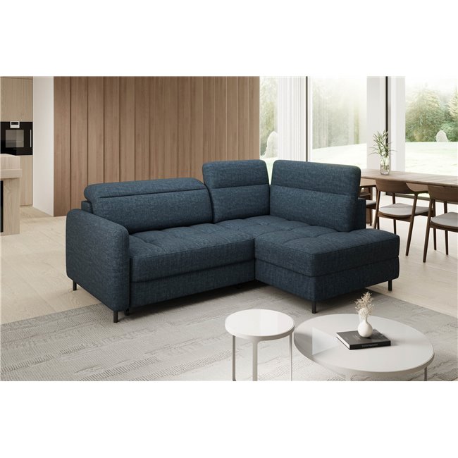 Corner sofa Elbare R, sleeping function, Manhattan 40, velvet, dark blue, H100x160x208cm