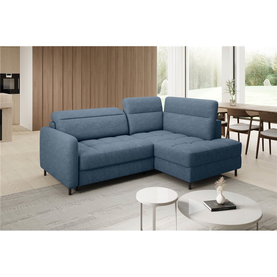 Corner sofa Elbare R, sleeping function, Raquel 40, dark blue, H100x160x208cm