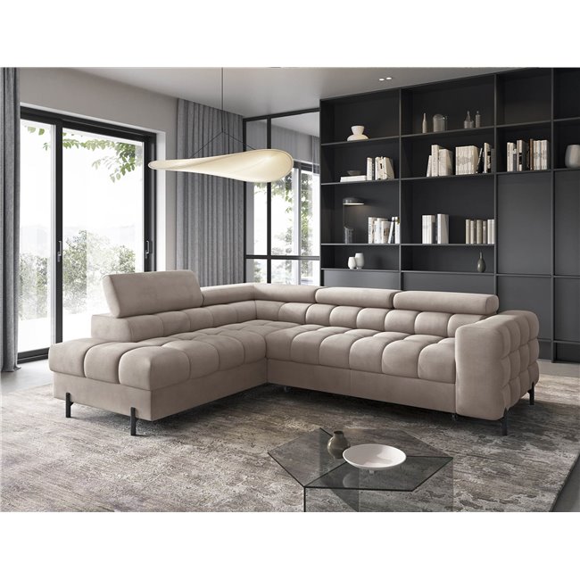 Corner sofa Elferucce L, sleeping function, Paros 02, beige, H93x200x276cm