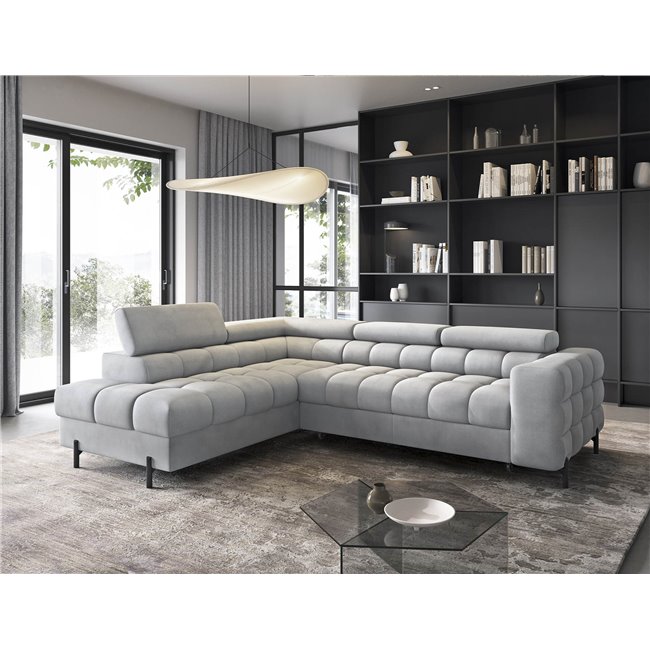 Corner sofa Elferucce L, sleeping function, Paros 05, grey, H93x200x276cm