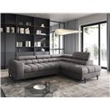 Corner sofa Elferucce R, sleeping function, Aura 04, velvet, grey, H93x200x276cm
