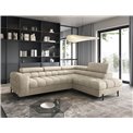 Corner sofa Elferucce R, sleeping function, Aura 18, velvet, beige, H93x200x276cm